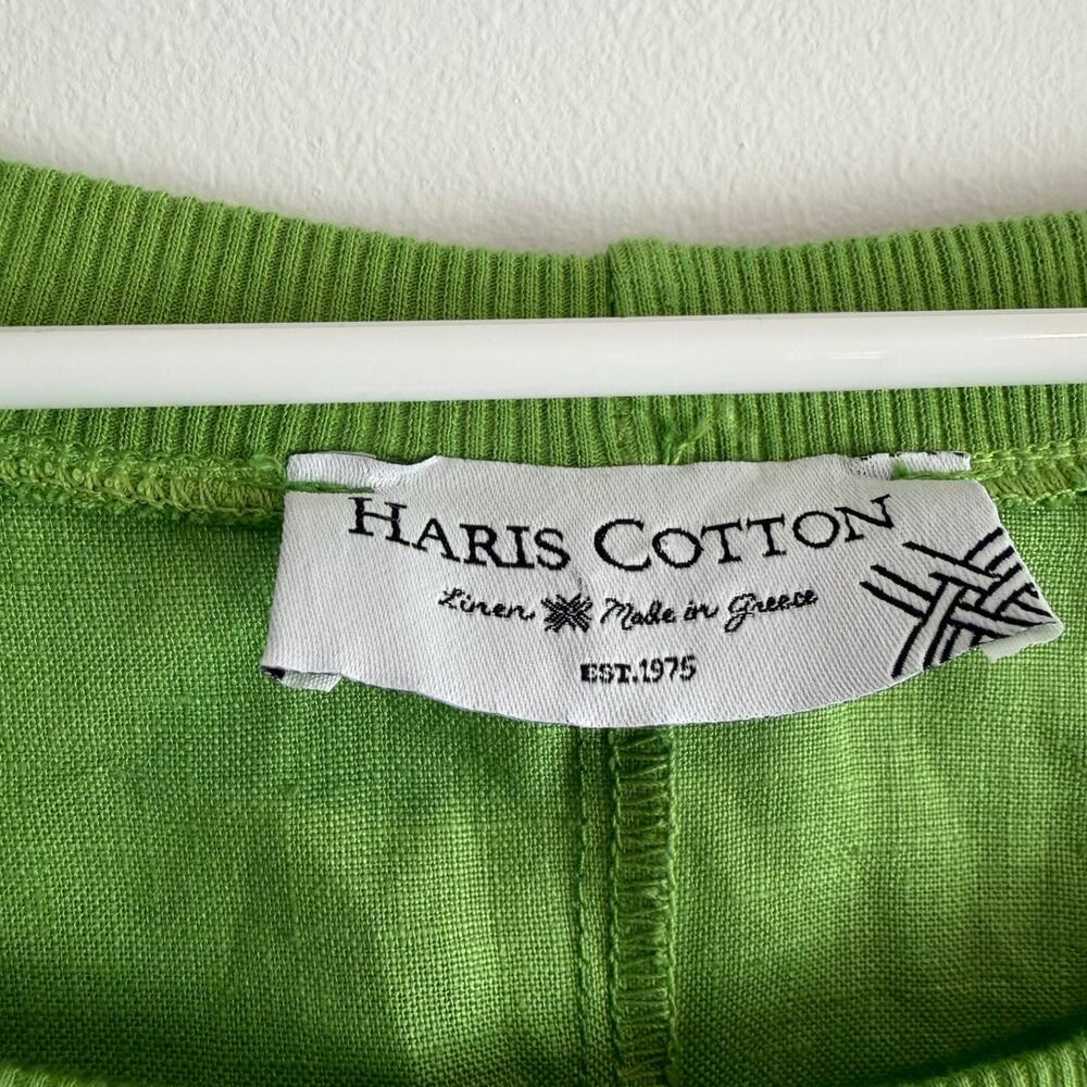 Harris Cotton Dress Women XL Oversized Green Linen Short Sleeve Kaftan Laganlook - Picture 2 of 8